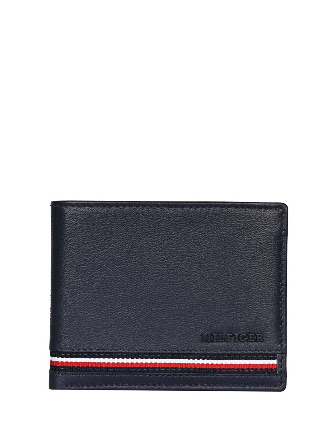 

Tommy Hilfiger Men Textured Leather Two Fold Wallet, Navy blue