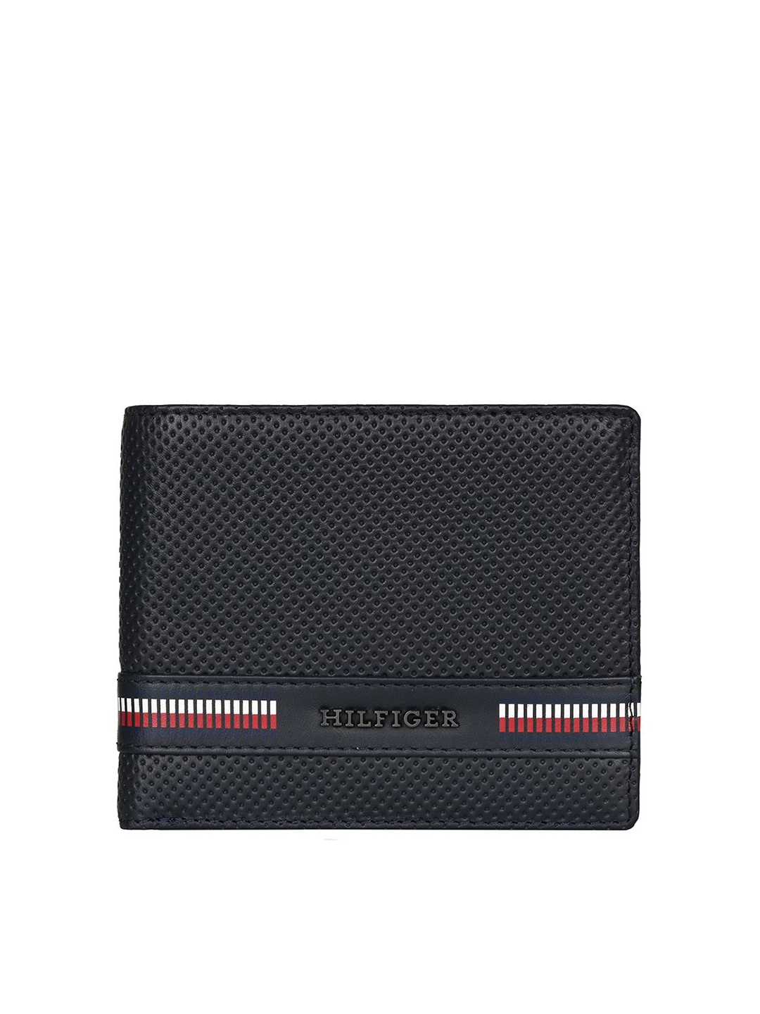 

Tommy Hilfiger Men Textured Leather Two Fold Wallet, Navy blue