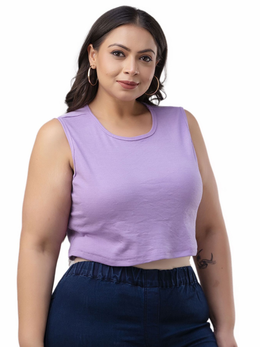 

Fashion Zest Women Plus Size Cotton Crop Top, Lavender
