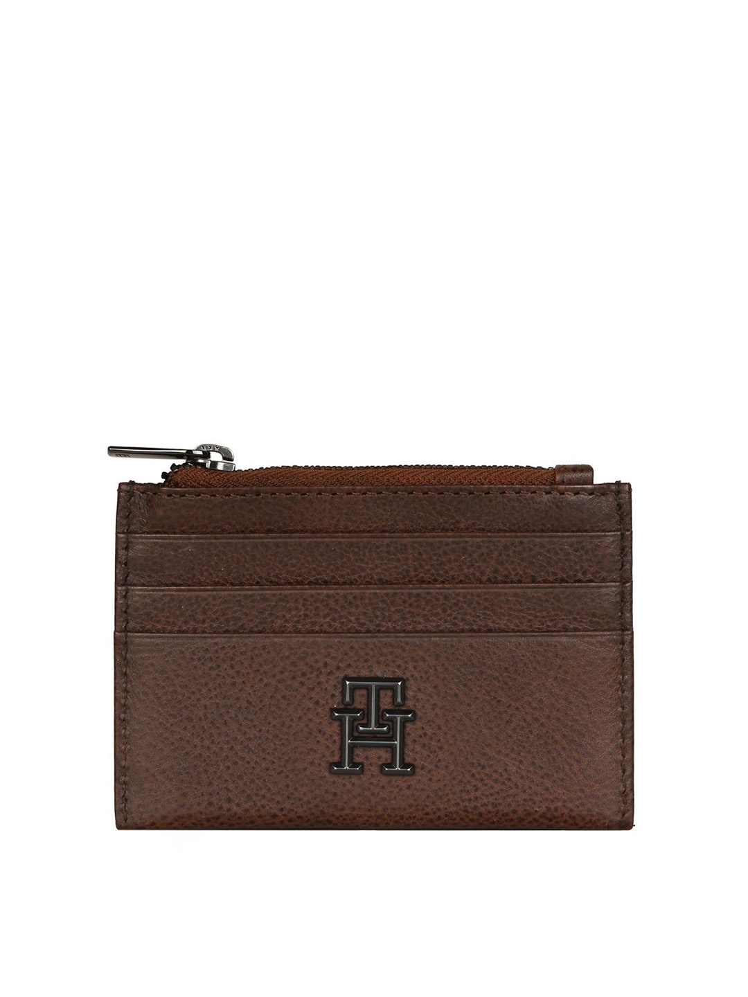 

Tommy Hilfiger Men Textured Leather Card Holder, Brown