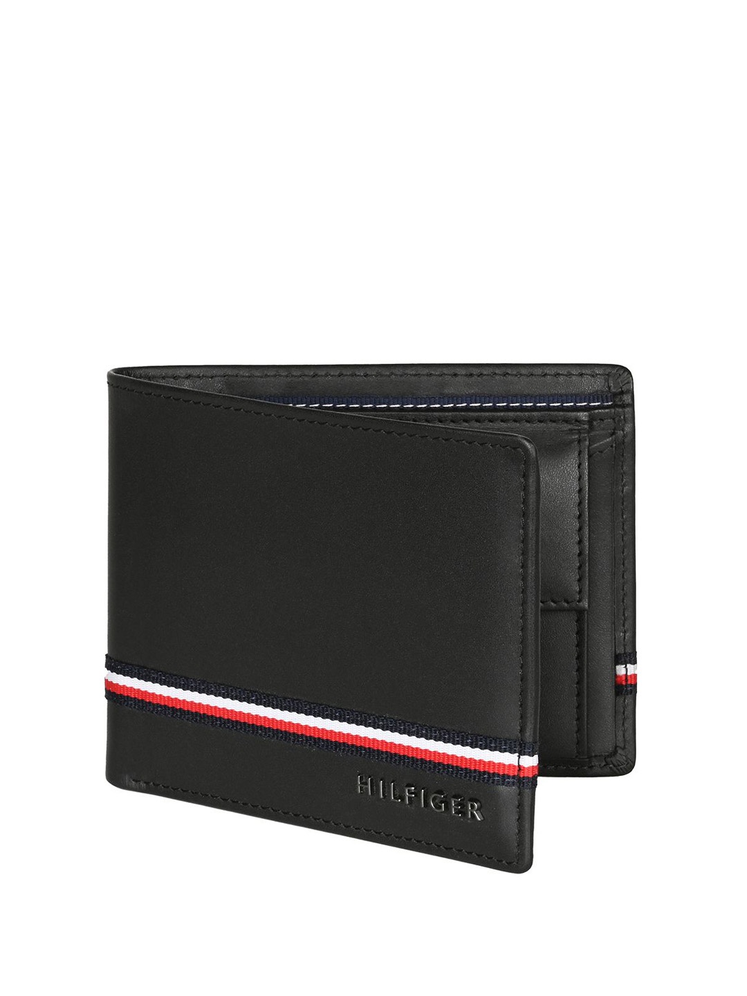 

Tommy Hilfiger Men Textured Leather Two Fold Wallet, Black