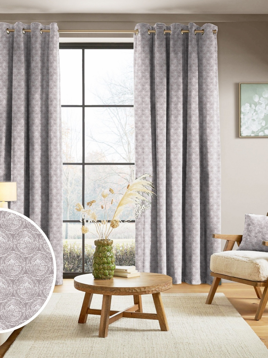

Nefertiti Home Purple 2 Pieces Black Out Long Door Curtain
