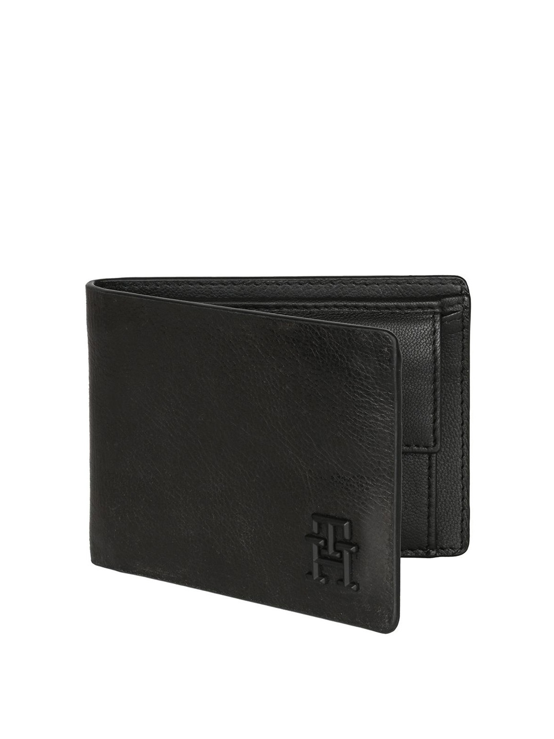 

Tommy Hilfiger Men Textured Leather Two Fold Wallet, Black