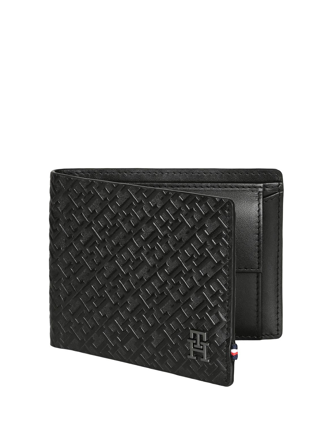 

Tommy Hilfiger Men Textured Leather Two Fold Wallet, Black