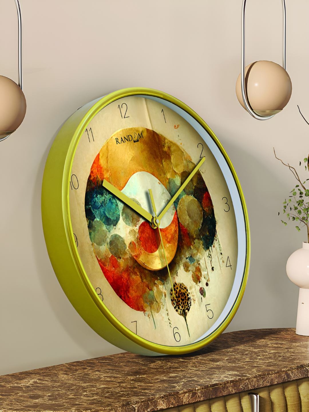 

RANDOM Printed Round Shaped Sweep Silent Movement Contemporary Wall Clock, Green