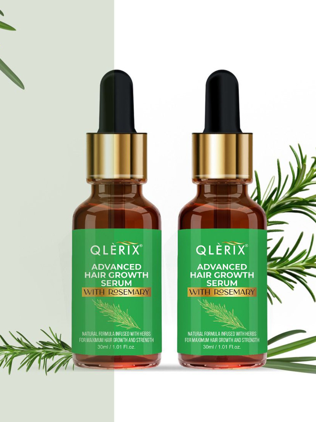 

QLERIX Set Of 2 Advanced Hair Growth Serum With Rosemary - 30 ml Each, Transparent