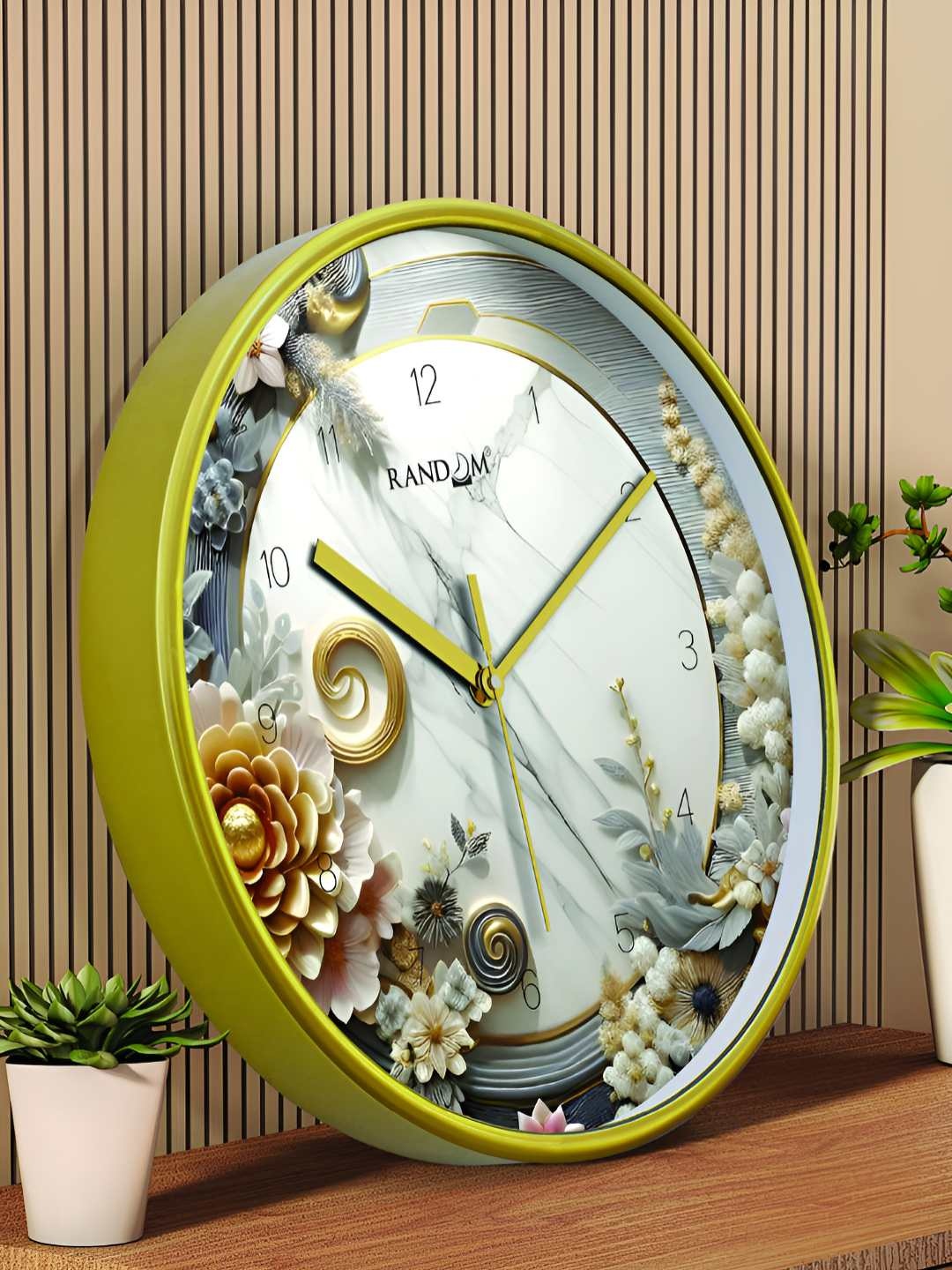 

RANDOM Printed Round Shaped Sweep Silent Movement Contemporary Wall Clock, Green