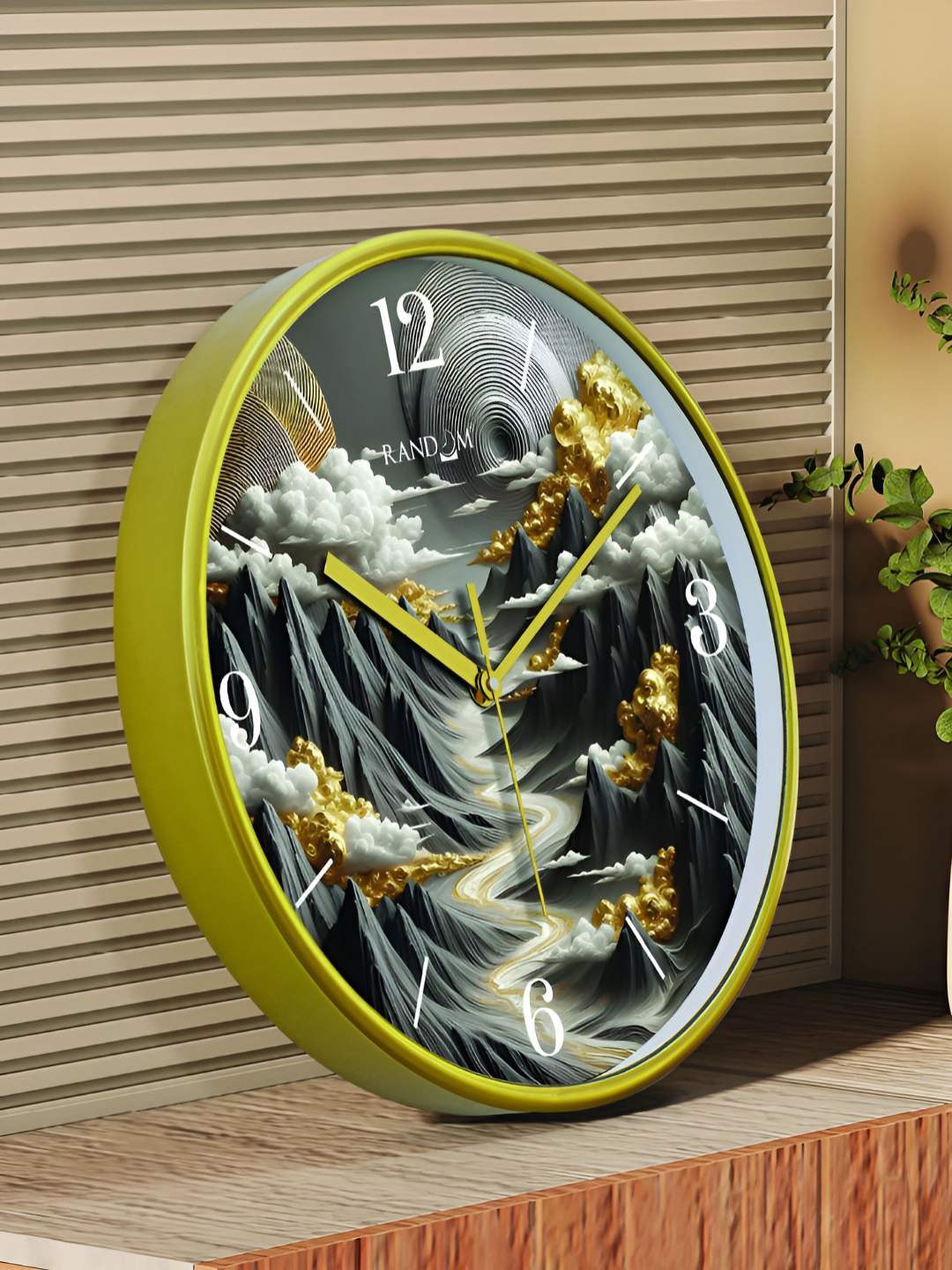 

RANDOM Printed Round Shaped Sweep Silent Movement Contemporary Wall Clock, Green