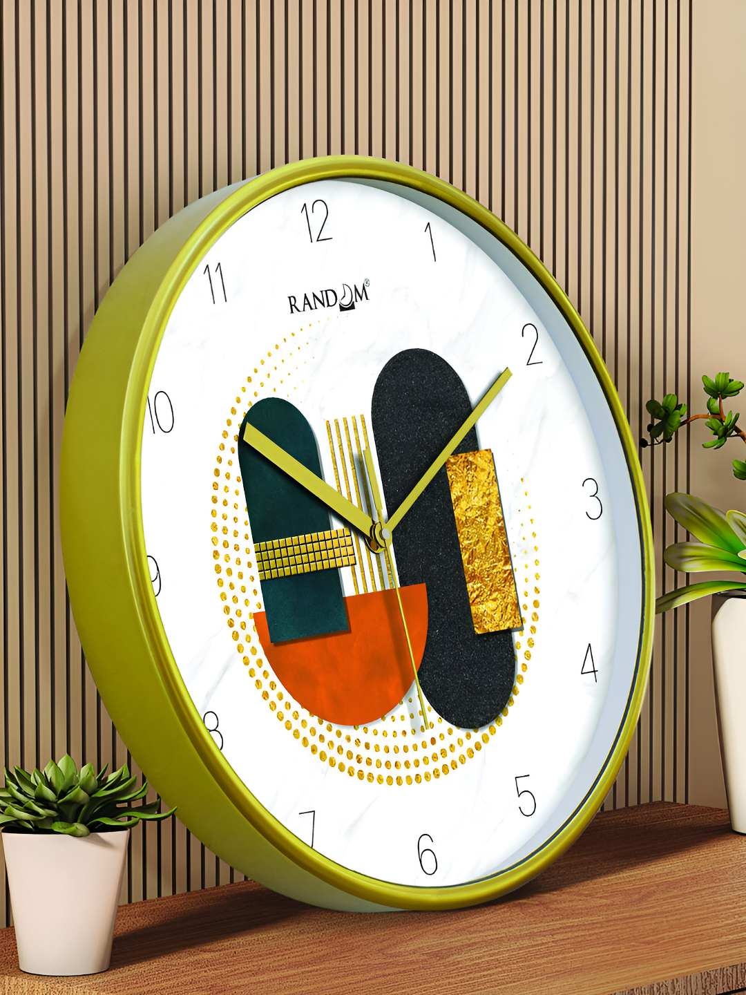 

RANDOM Printed Round Shaped Sweep Silent Movement Contemporary Wall Clock, Green
