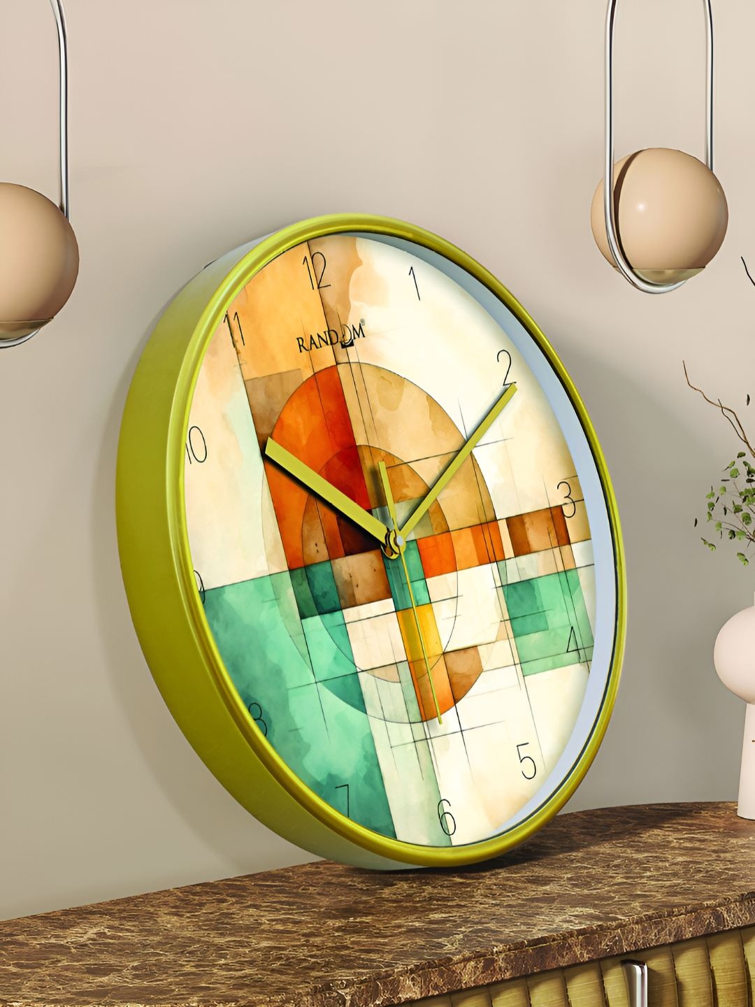 

RANDOM Printed Round Shaped Sweep Silent Movement Contemporary Wall Clock, Green