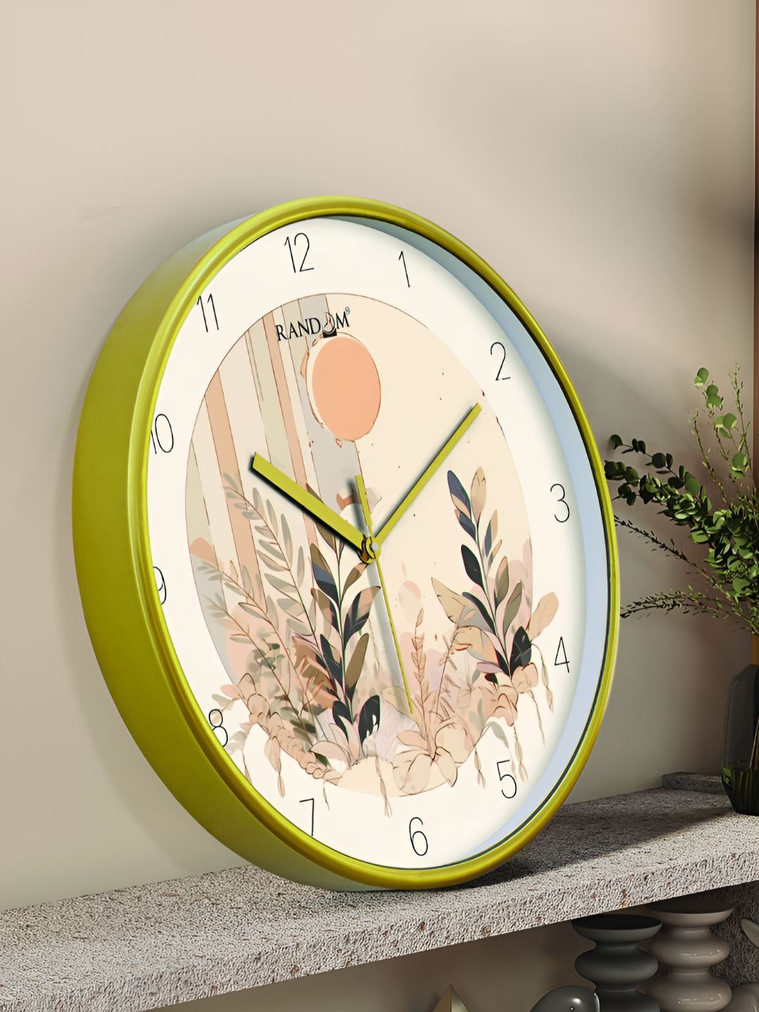 

RANDOM Printed Round Shaped Sweep Silent Movement Contemporary Wall Clock, Green