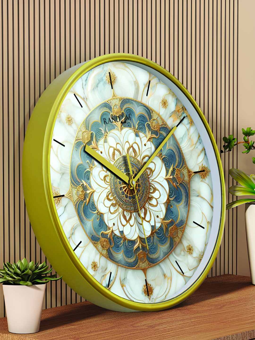 

RANDOM Printed Round Shaped Sweep Silent Movement Contemporary Wall Clock, Green