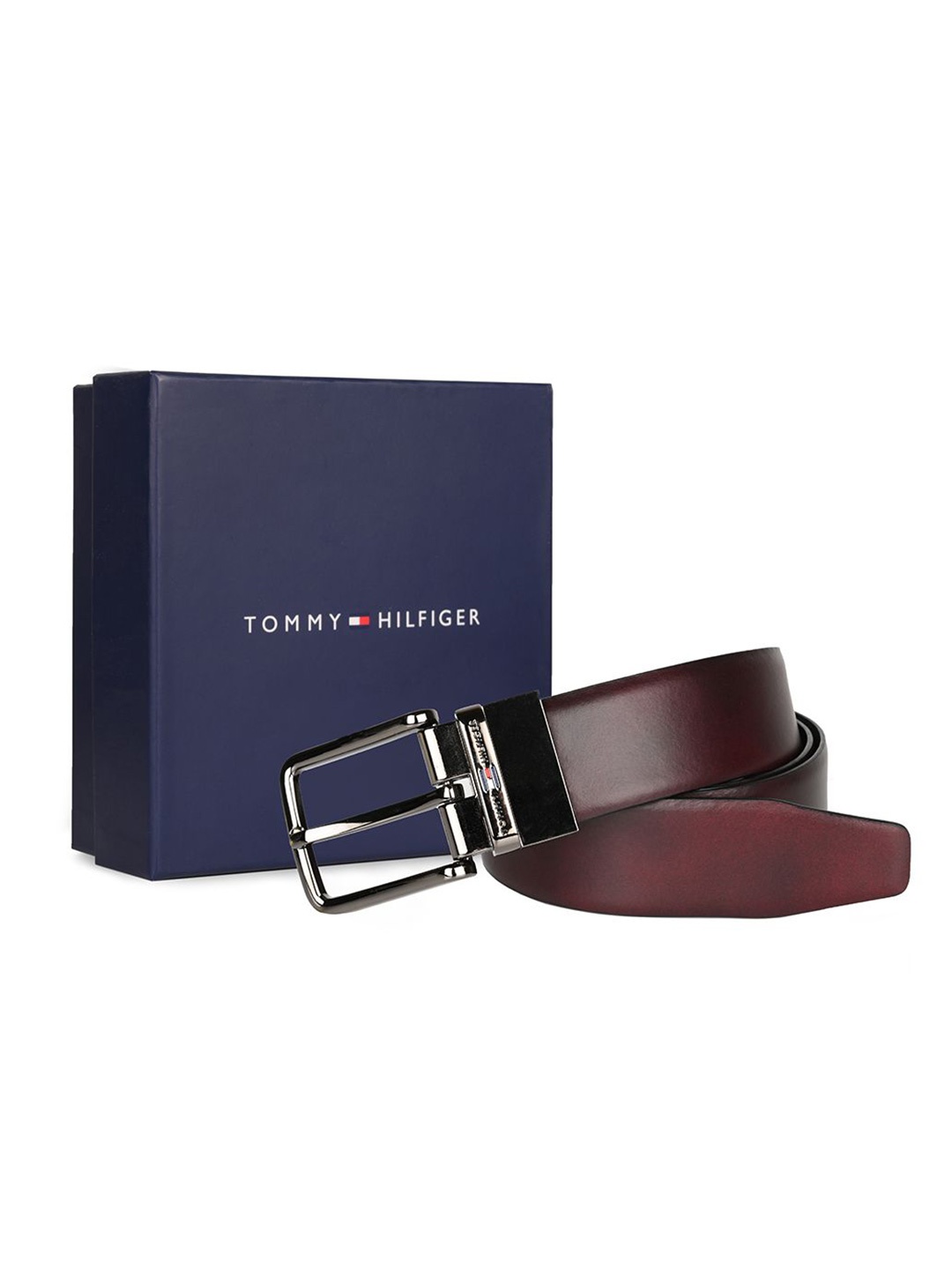 

Tommy Hilfiger Men Leather Reversible Belt, Maroon
