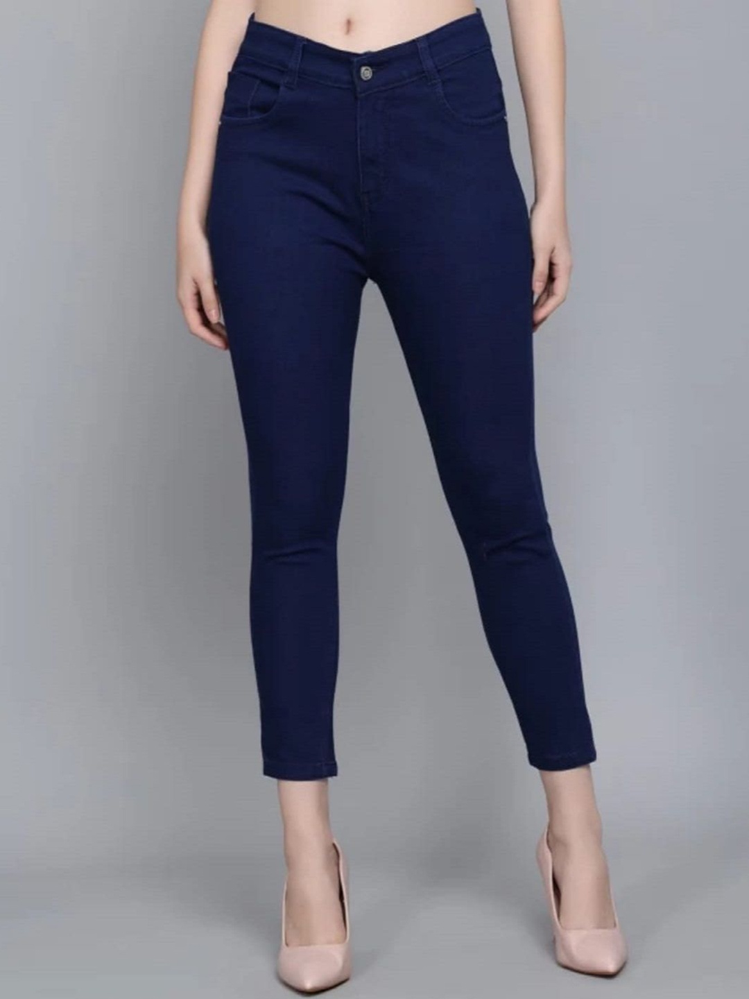 

Perfect Outlet Women Denim Mid-Rise Stretchable Skinny Fit Jeans, Navy blue