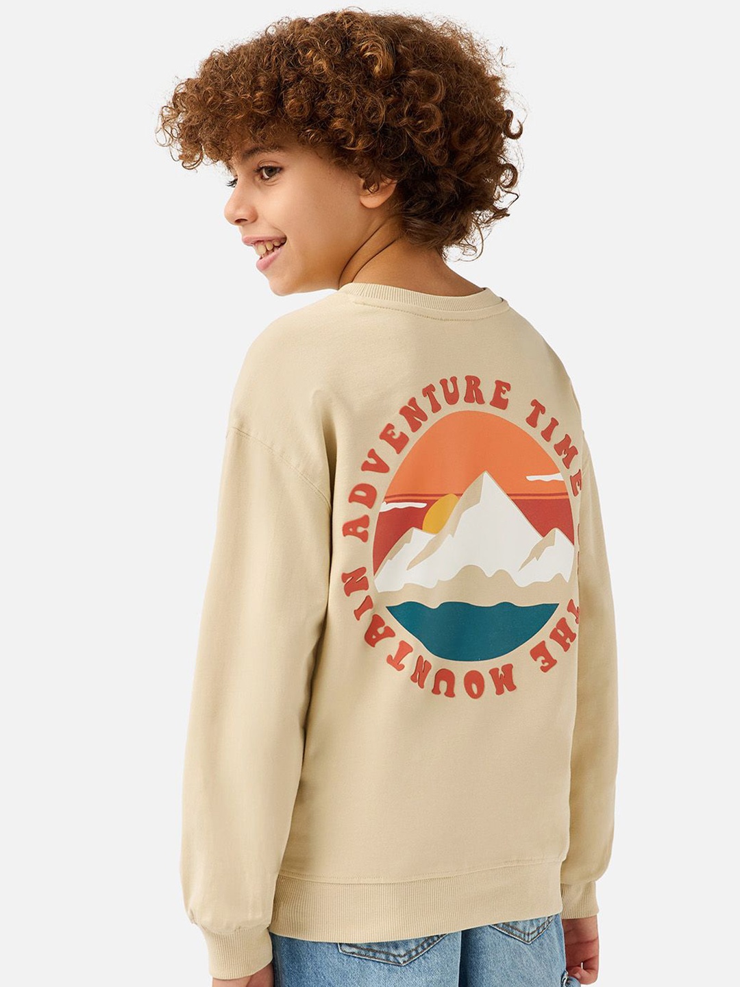 

Juniors by Babyshop Boys Cotton Printed Pullover Sweatshirt, Beige
