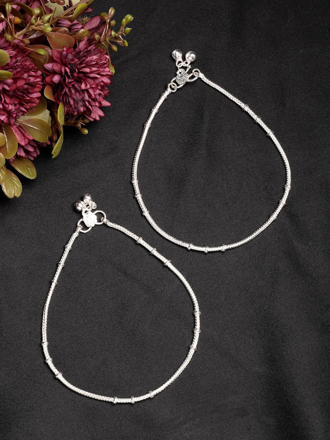 

NVR Women Set of 2 Silver-Plated Anklets