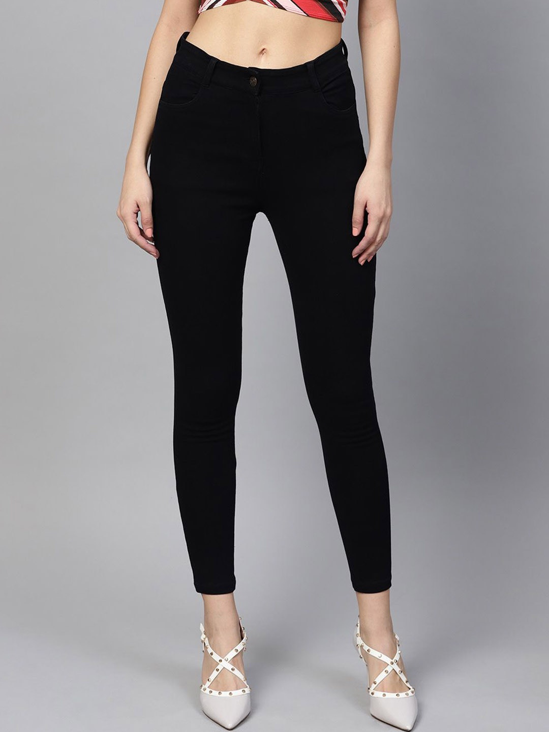 

Perfect Outlet Women Denim Mid-Rise Stretchable Skinny Fit Jeans, Black
