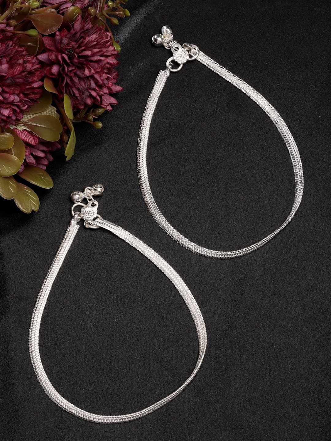

NVR Women Set of 2 Silver-Plated Anklets