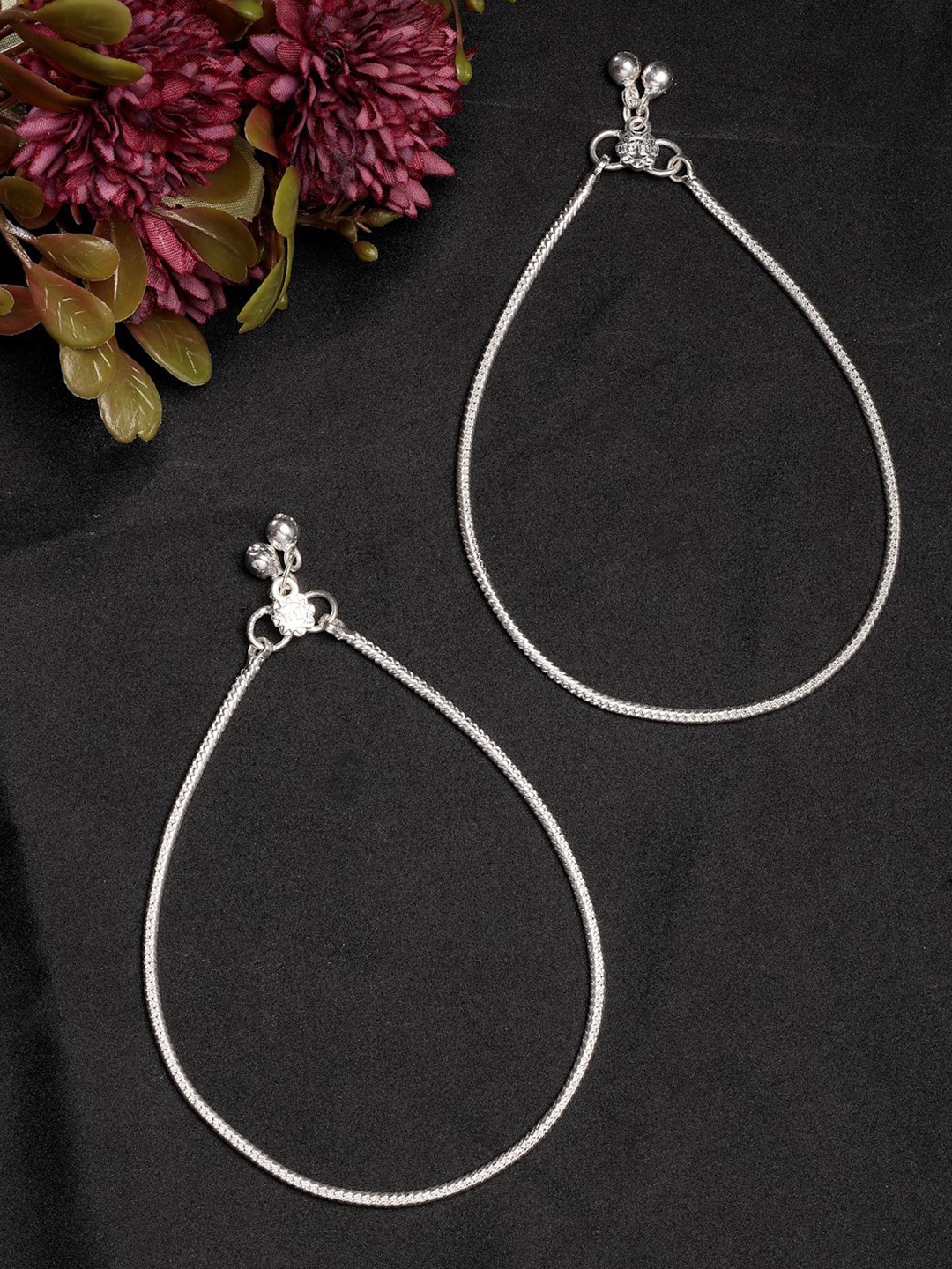 

NVR Women Set of 2 Silver-Plated Anklets