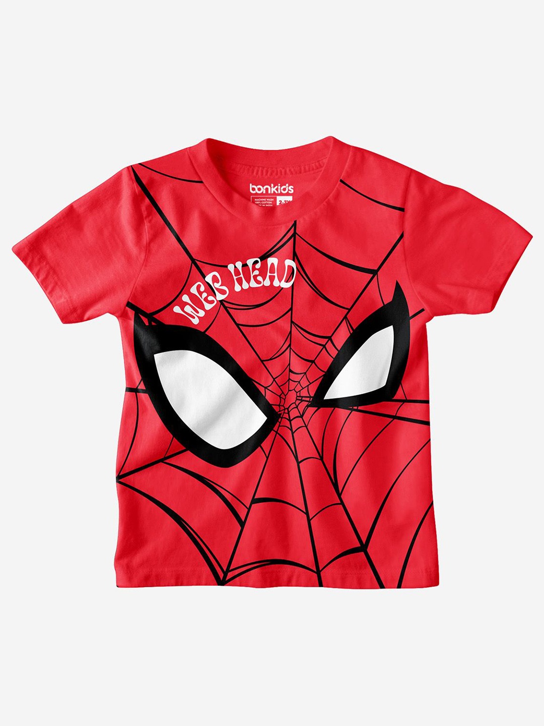 

BONKIDS Boys Graphic Printed Round Neck Cotton Spider-Man T-shirt, Red