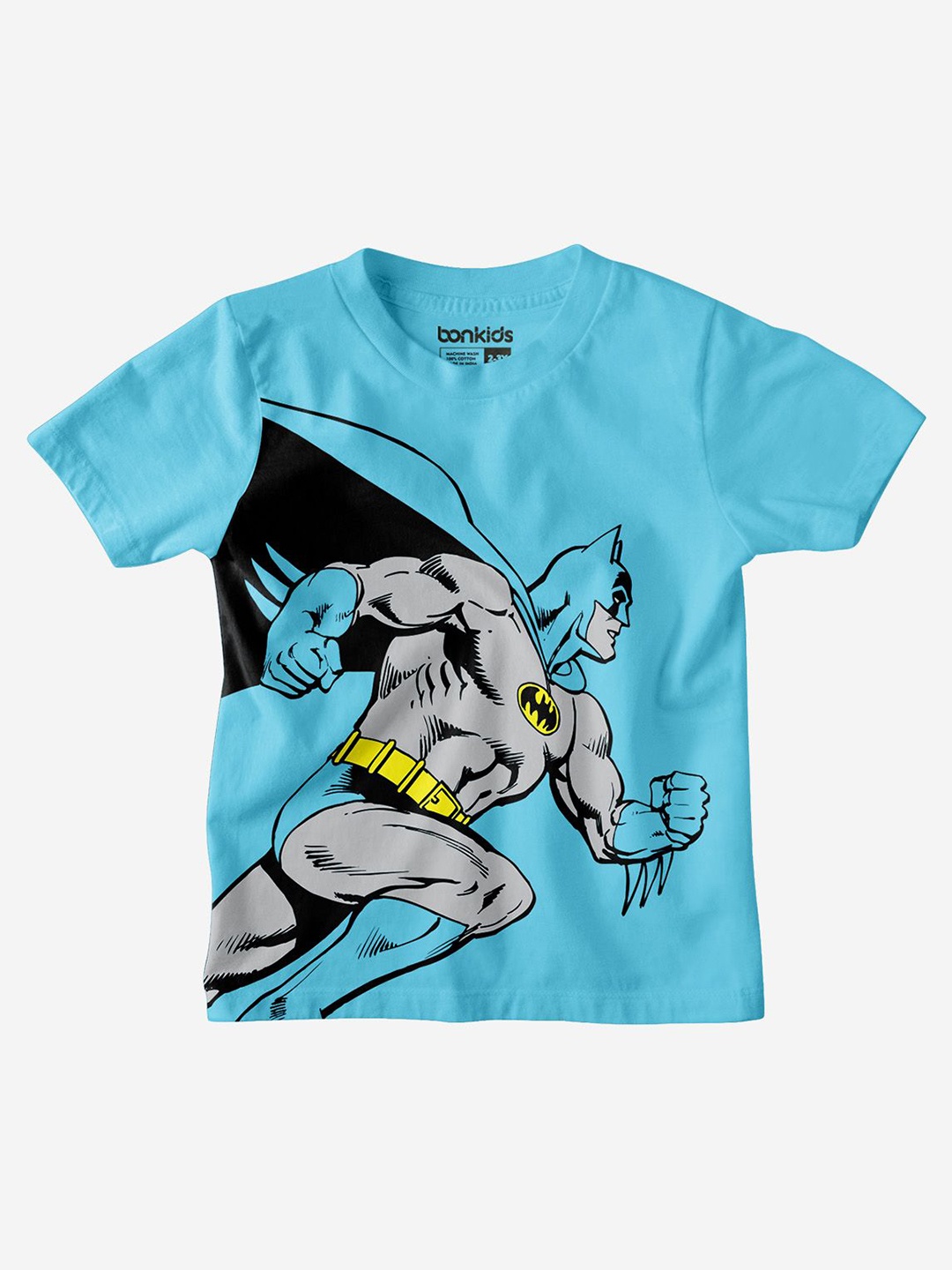 

BONKIDS Boys Graphic Printed Round Neck Cotton Batman T-shirt, Blue