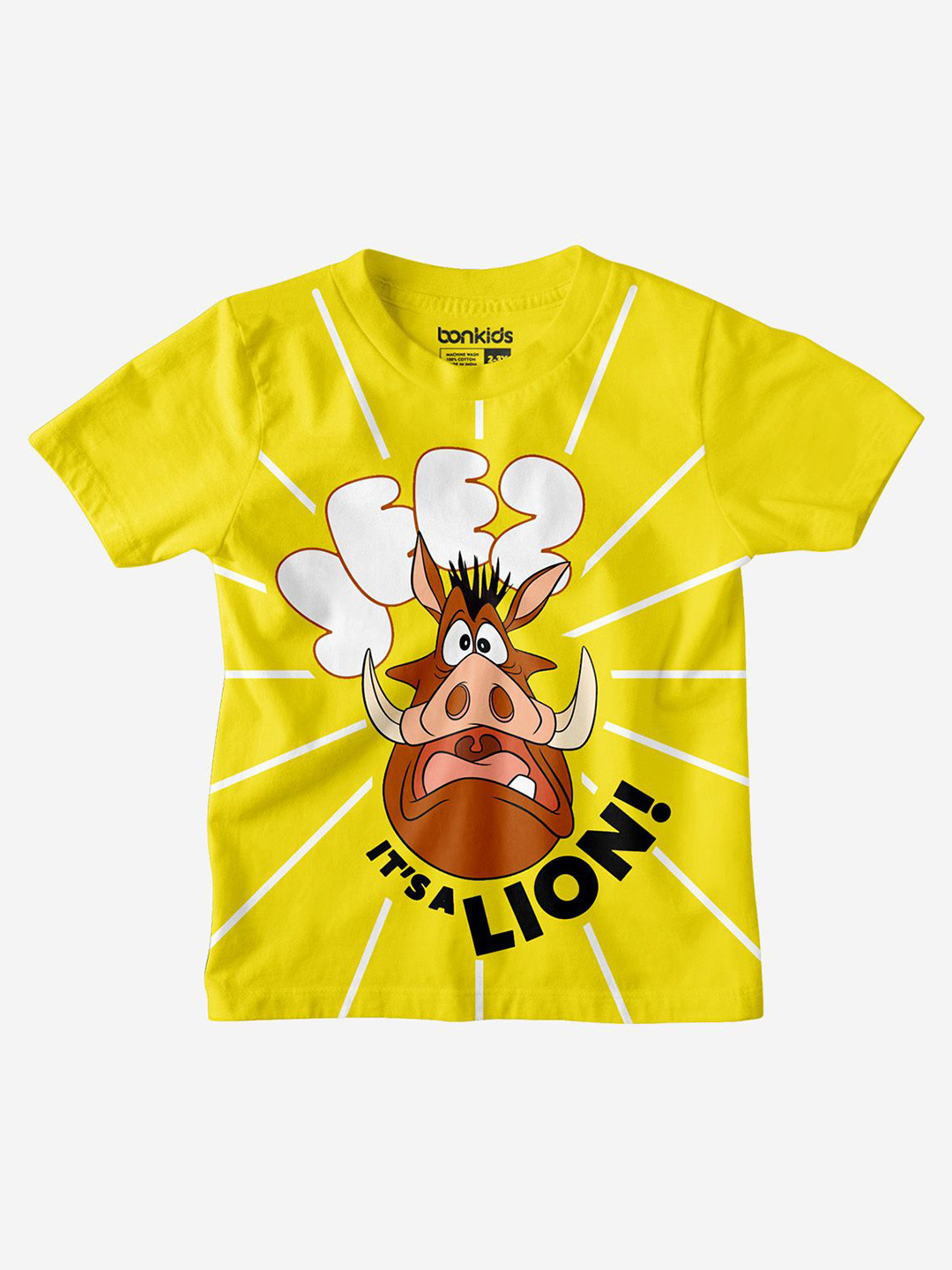 

BONKIDS Boys Graphic Printed Round Neck Cotton T-shirt, Yellow