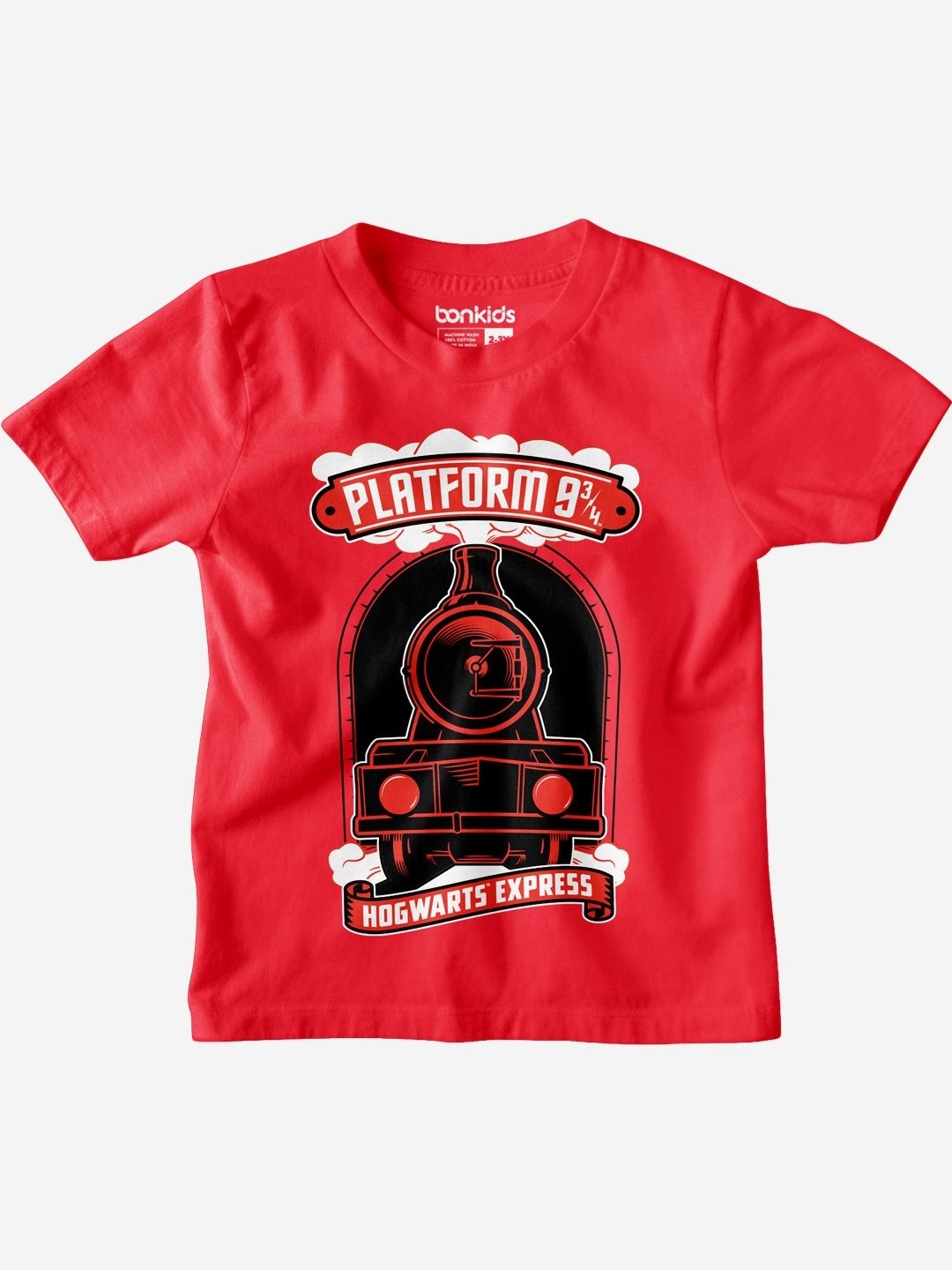 

BONKIDS Boys Graphic Printed Round Neck Cotton T-shirt, Red