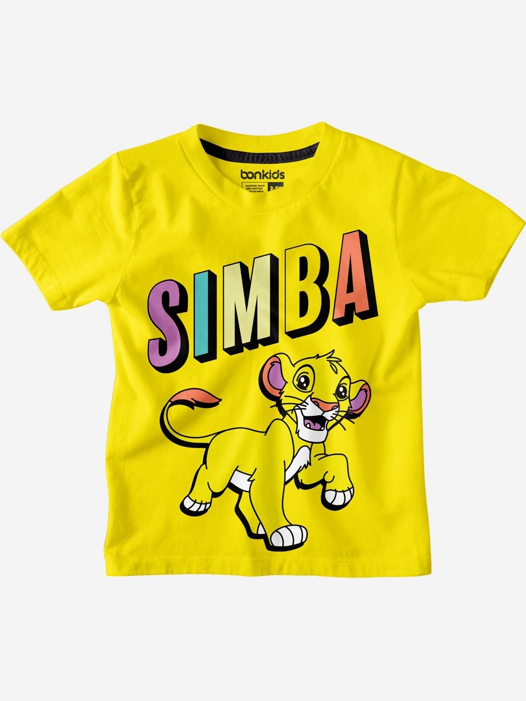 

BONKIDS Boys Typography Printed Round Neck Cotton T-shirt, Yellow