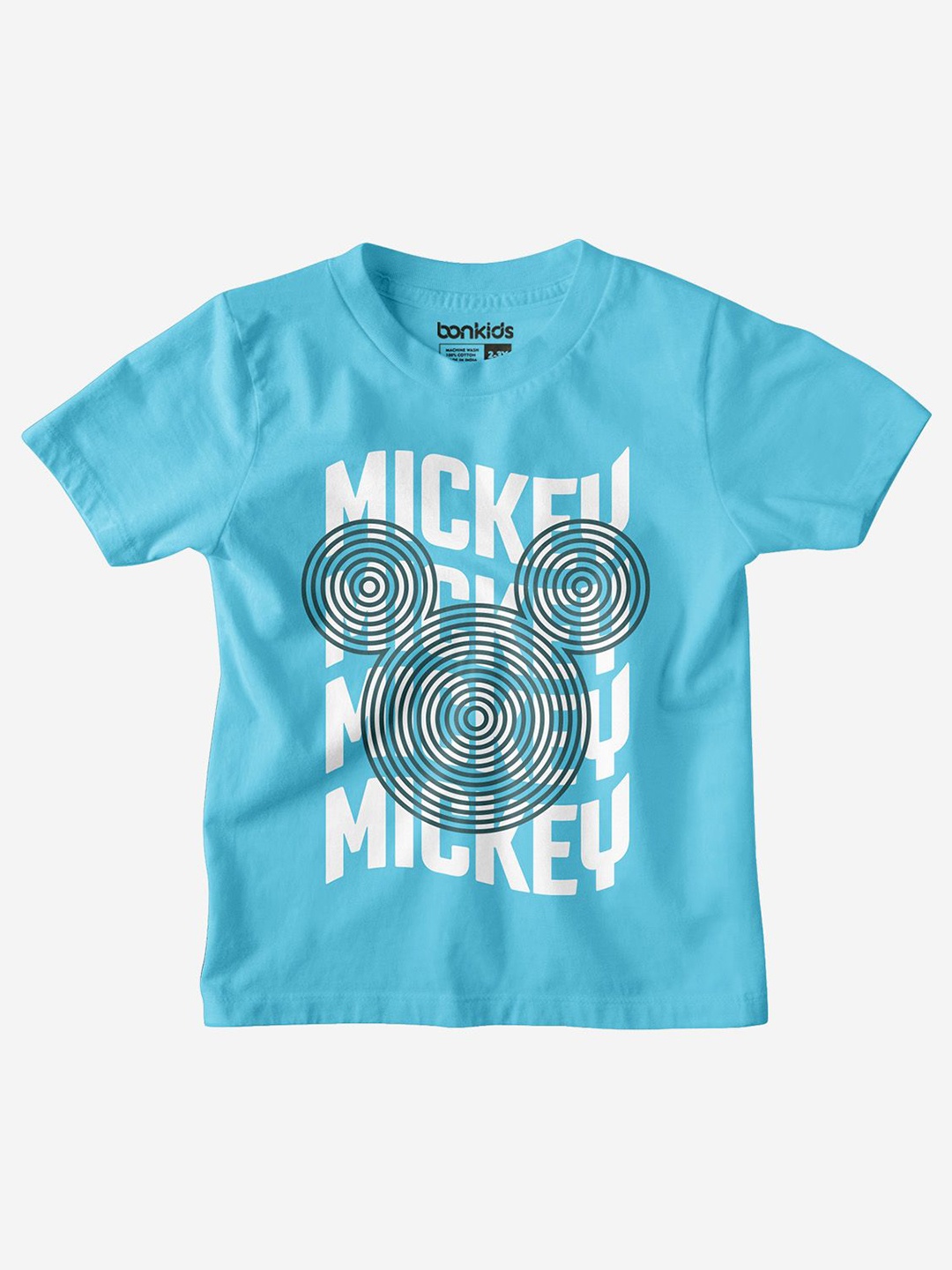 

BONKIDS Boys Typography Printed Round Neck Cotton T-shirt, Blue