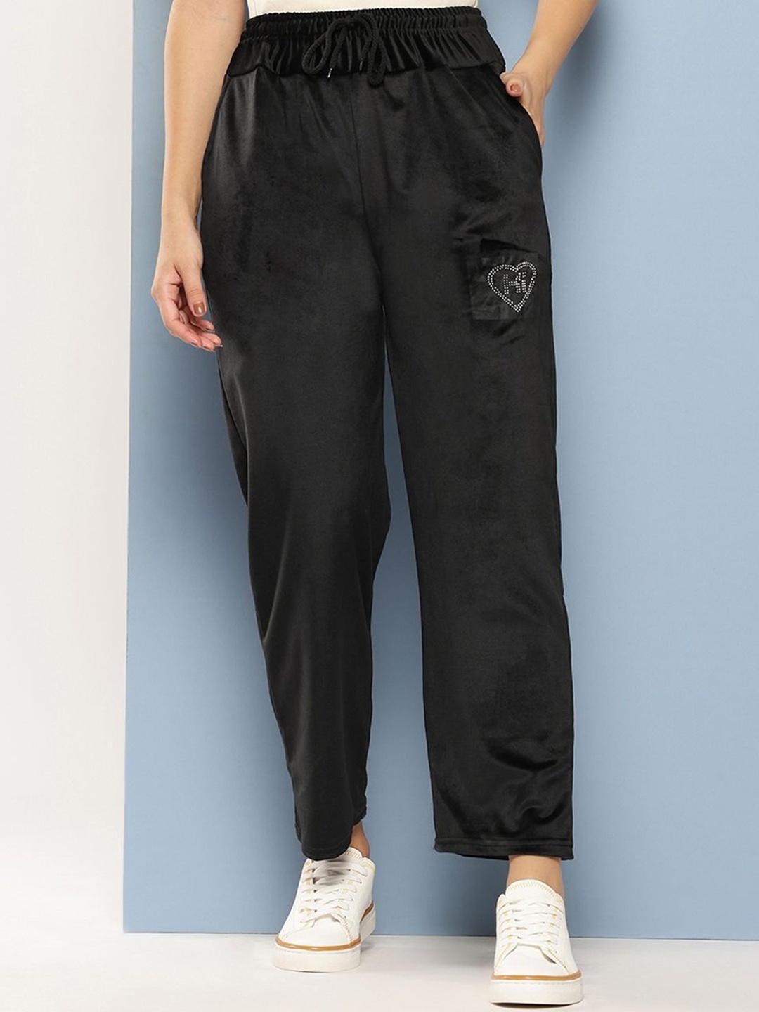 

BAESD Girls Embellished Smart Flared Cotton Trousers, Black