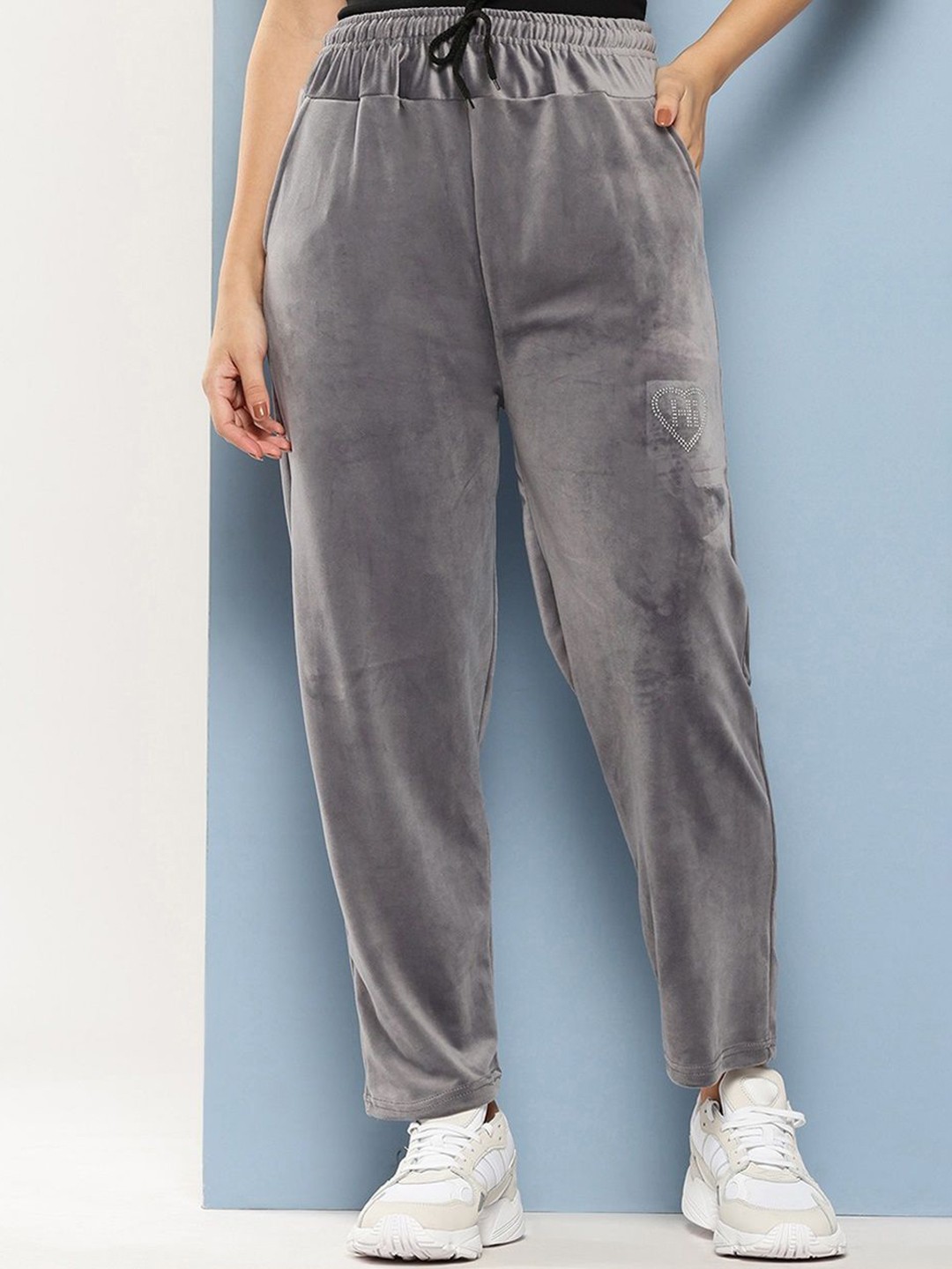 

BAESD Girls Velvet Smart Flared Cotton Trousers, Grey