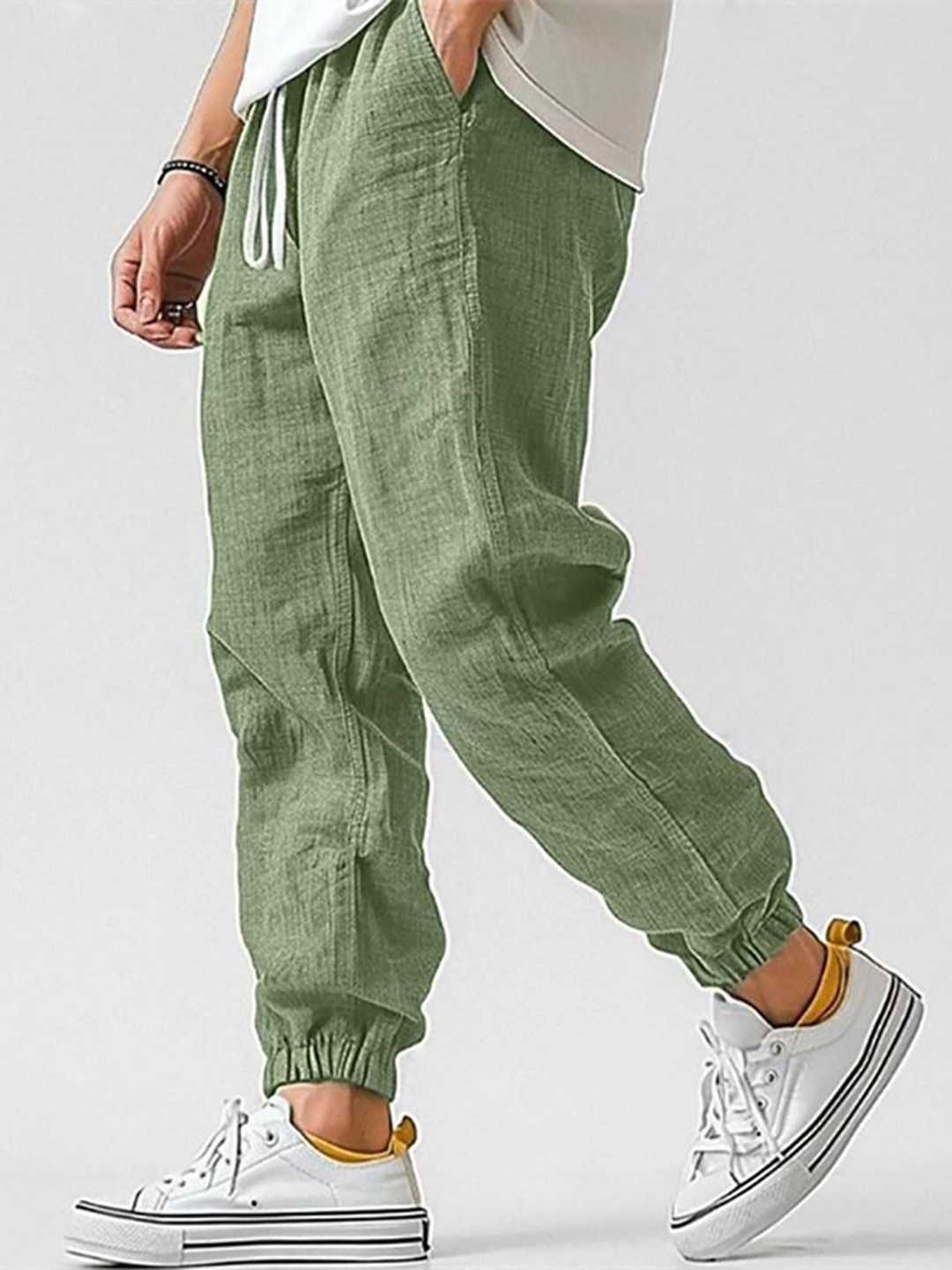 

StyleCast x Revolte Men Easy Wash Cotton Joggers Trousers, Green