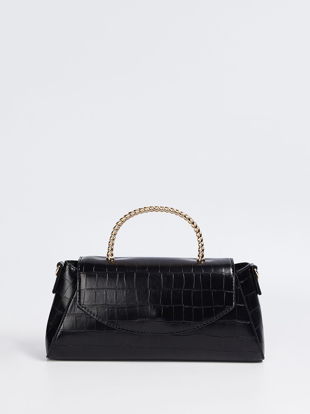 

max Women Textured Structured Satchel Bag, Black