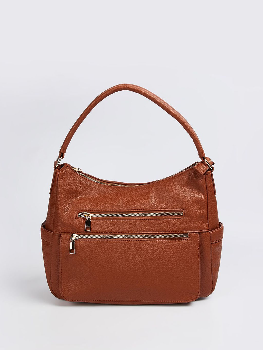 

max Women Textured Structured Handheld Bag, Brown