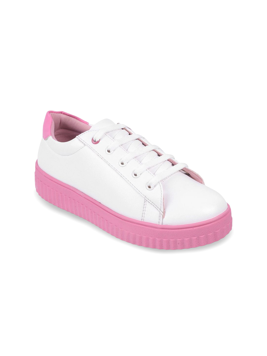

Mochi Women Lace-Ups Round Toe Sneakers, White