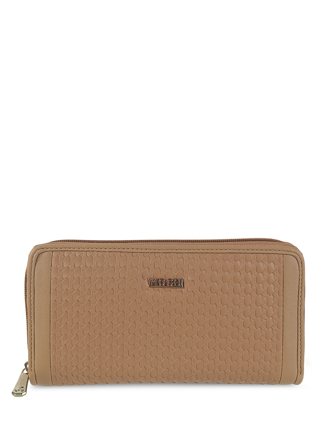 

Mochi Women Textured Zip Around Wallet, Beige