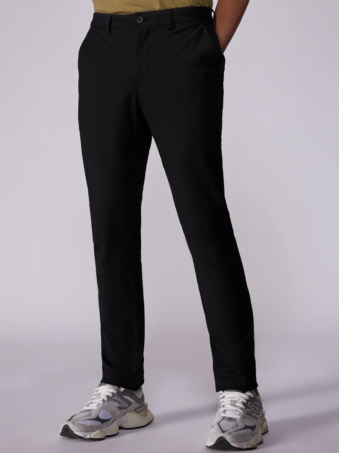 

Bombay Shirt Company Men Tailored 4 Way Stretch Twill Smart Pants, Black