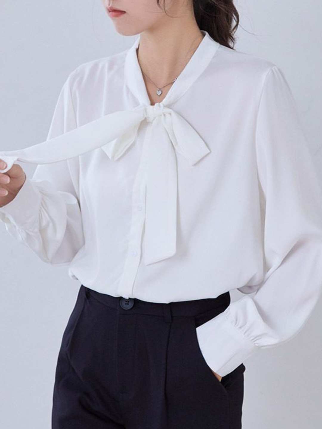

StyleCast Women Solid Tie-Ups Long Sleeves Casual Shirt, White