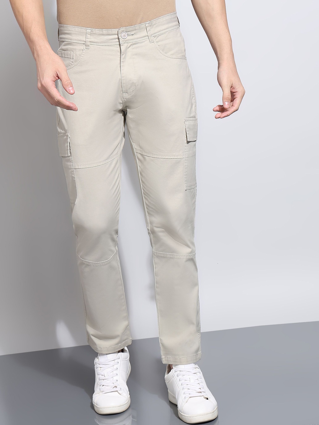 

AFLASH Men Relaxed Fit Stretchable Jeans, Cream