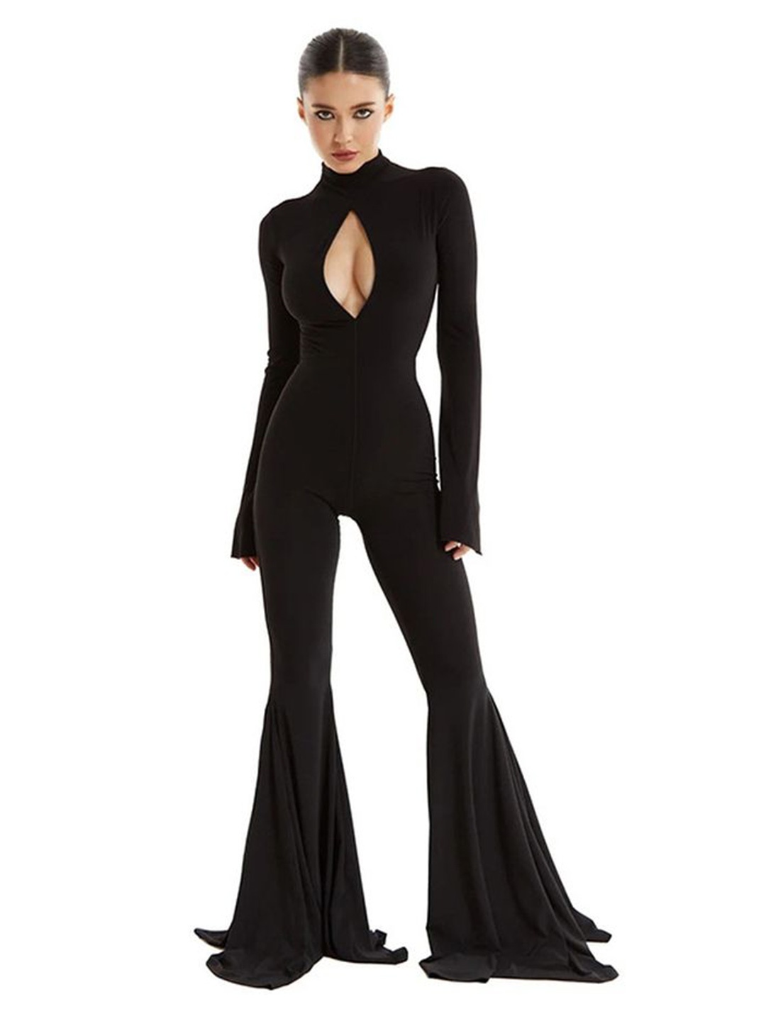 

LULU & SKY Women Round Neck Basic Jumpsuit, Black