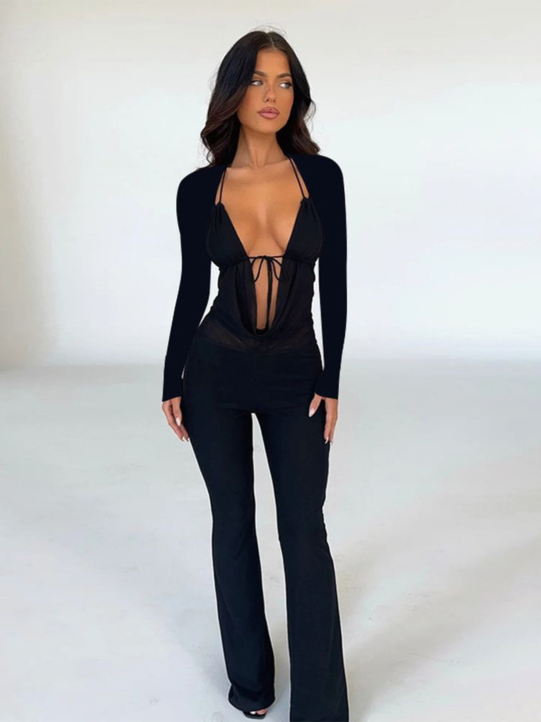 

LULU & SKY Women Halter Neck Basic Jumpsuit, Black