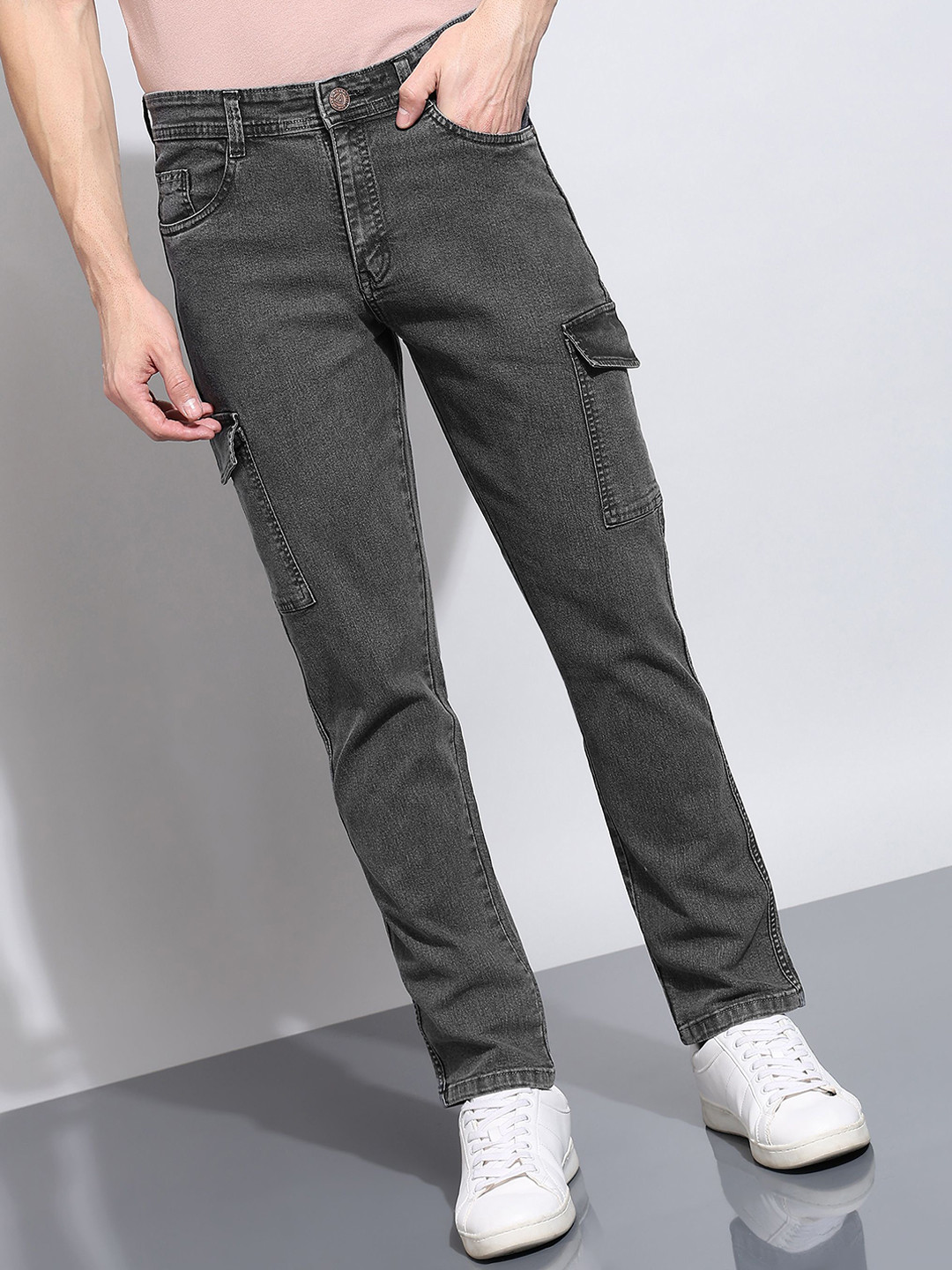 

AFLASH Men Relaxed Fit Stretchable Jeans, Grey