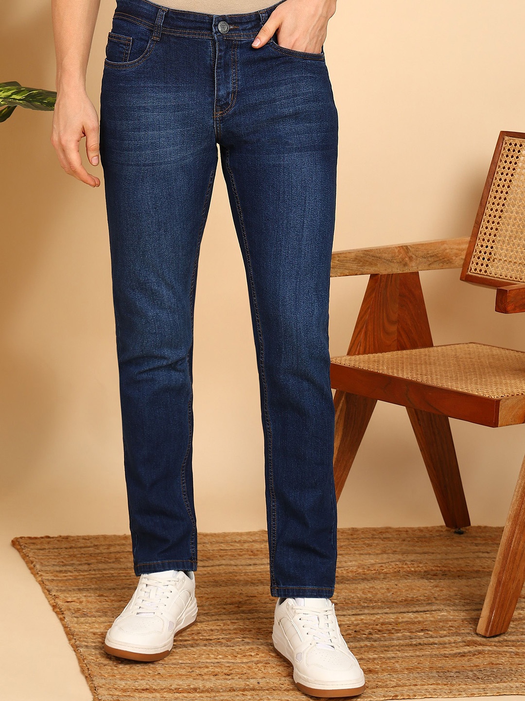 

AFLASH Men Mid-Rise Stretchable Jeans, Blue