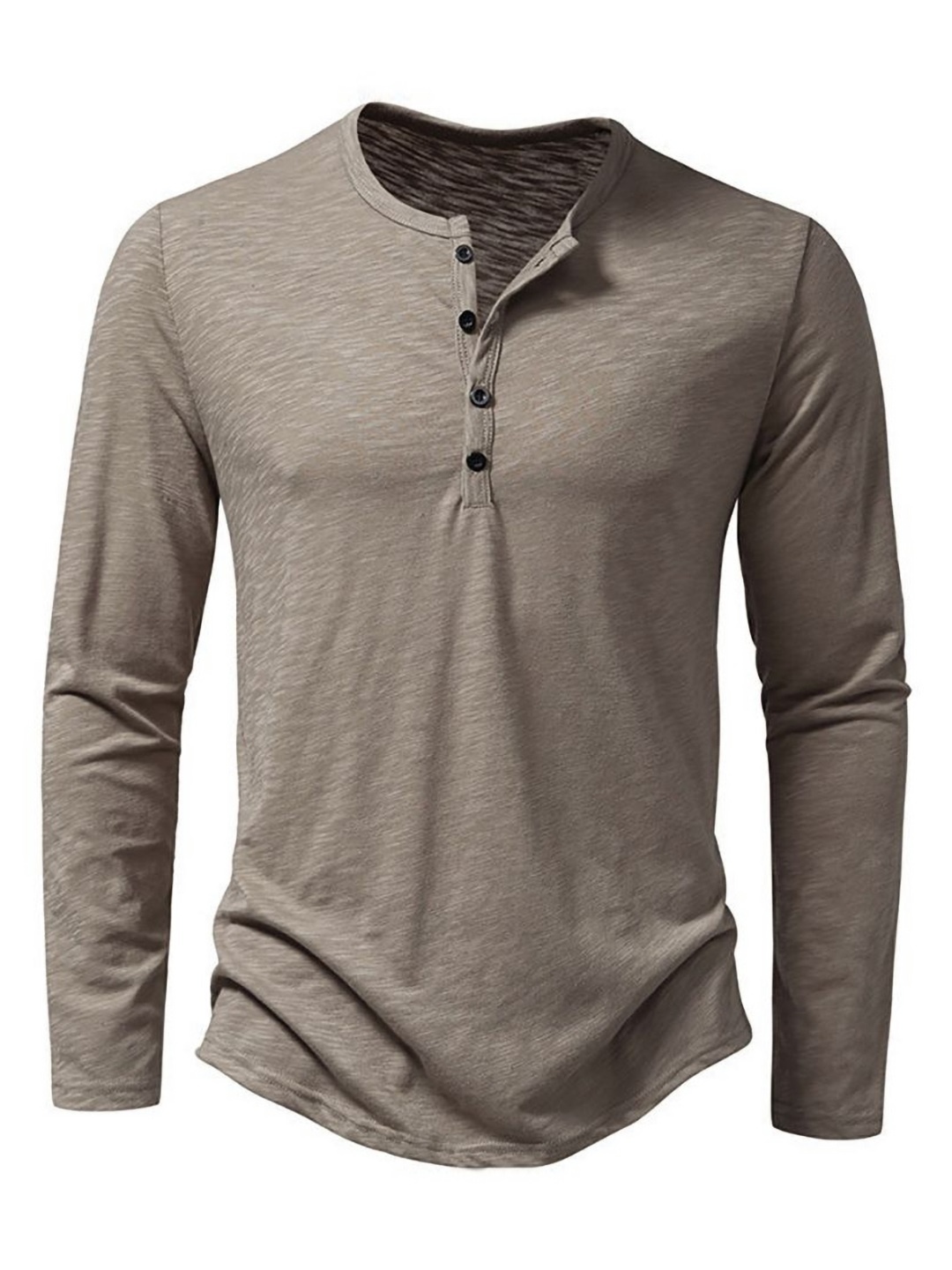 

StyleCast x Revolte Men Solid Henley Neck T-shirt, Brown