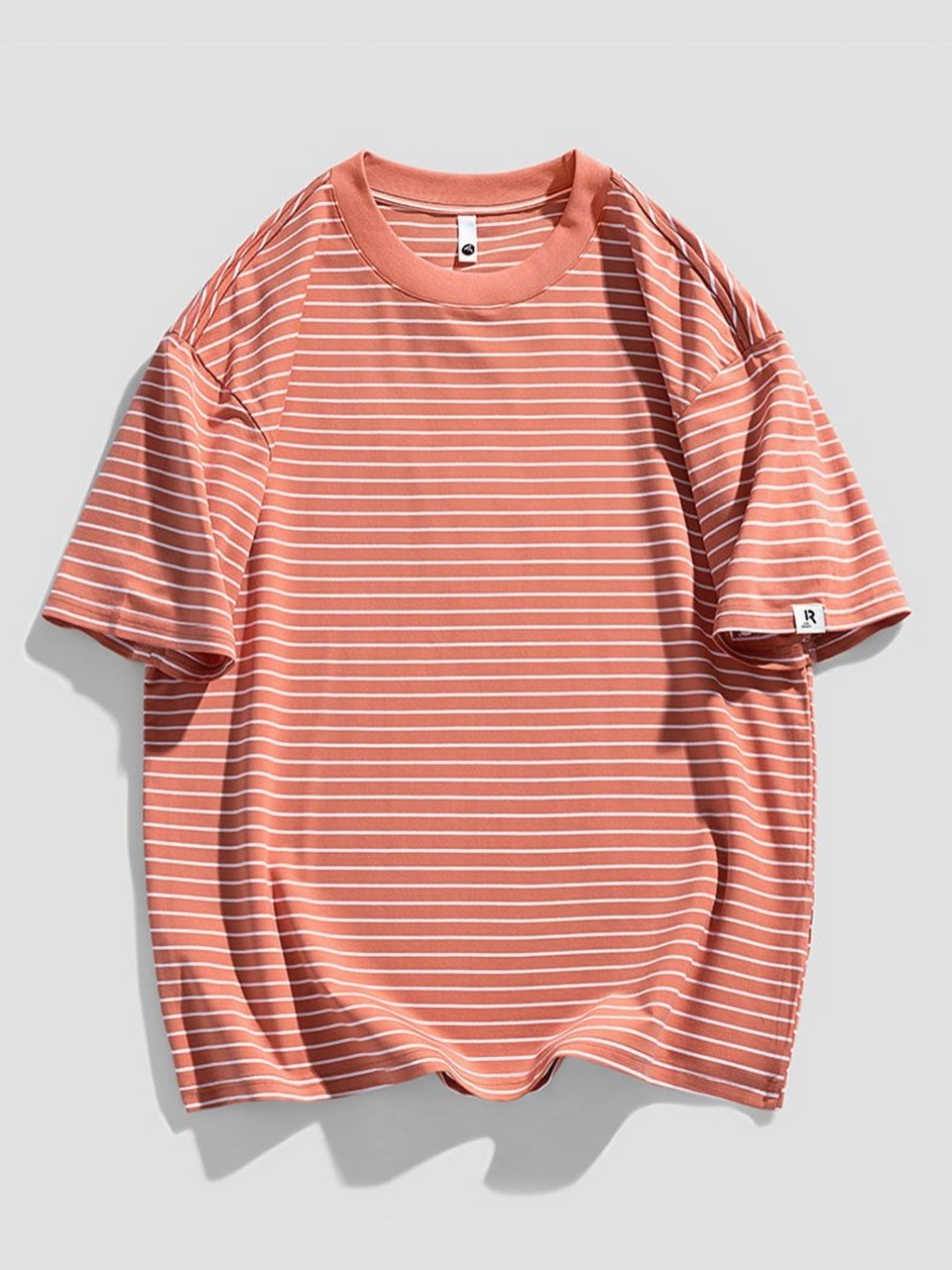 

StyleCast x Revolte Men Striped Round Neck T-shirt, Peach