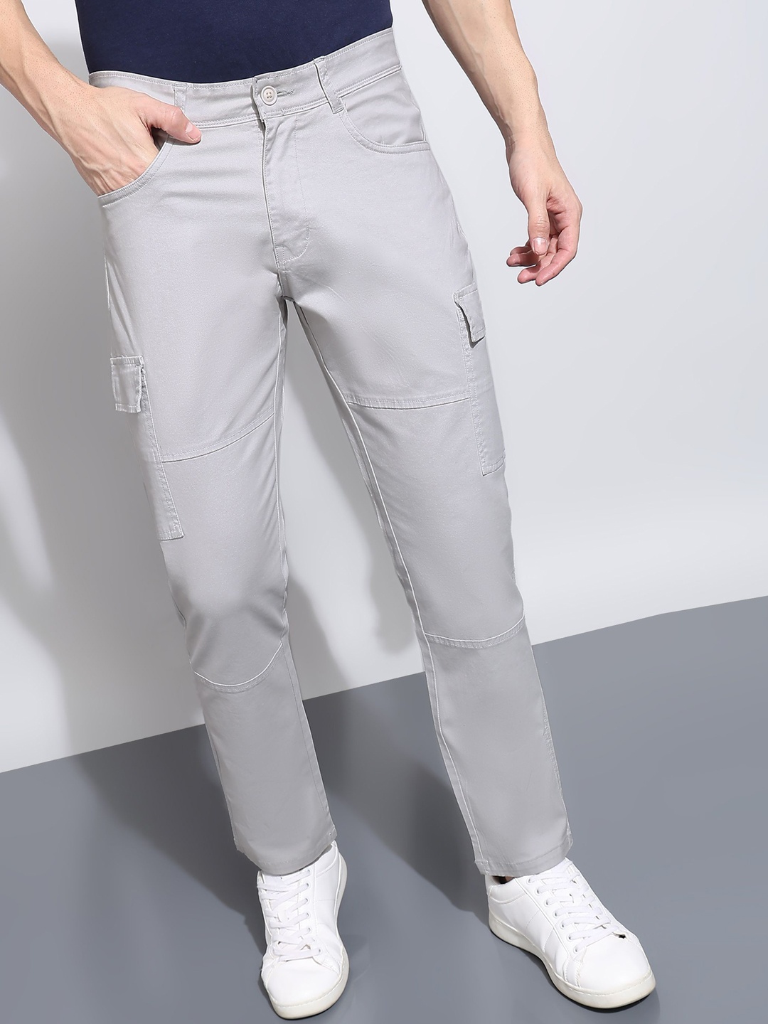 

AFLASH Men Relaxed Fit Stretchable Jeans, Off white