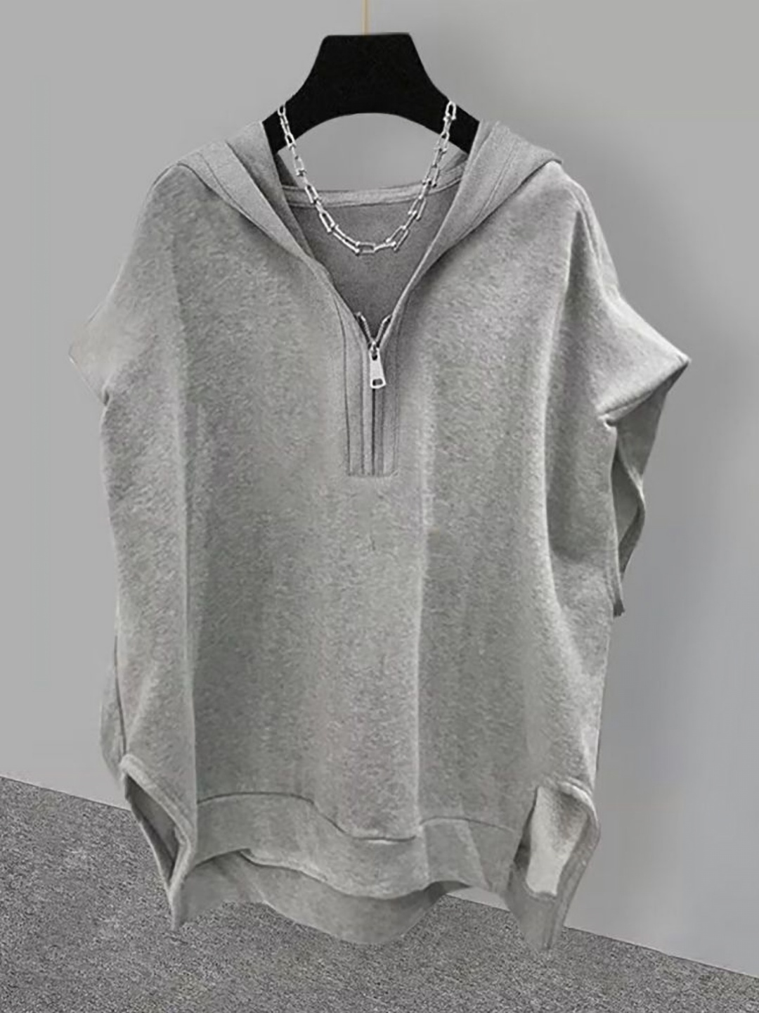 

StyleCast x Revolte Men Solid Hooded T-shirt, Grey