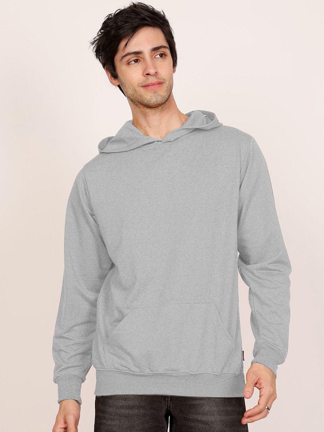 

Leotude Men Cotton Printed Hooded Sweatshirt, Grey