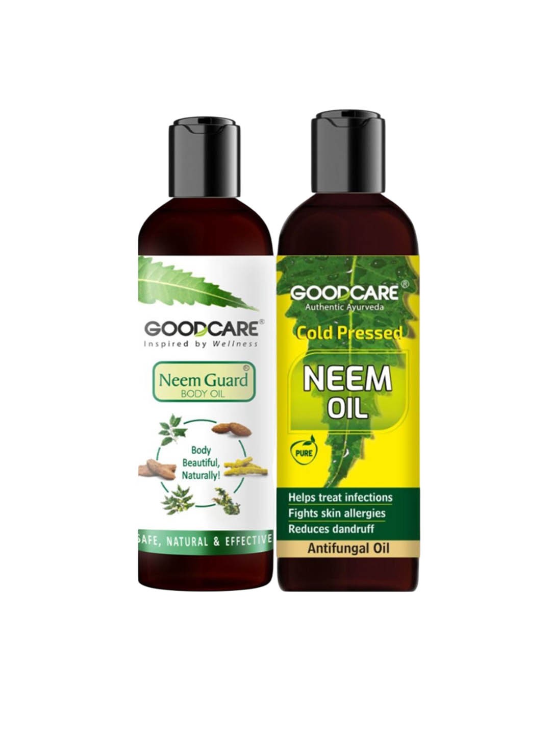 

GOODCARE Set Of 2 Neem Guard Body Oil & Cold Pressed Neem Oil - 200 ml Each, Yellow
