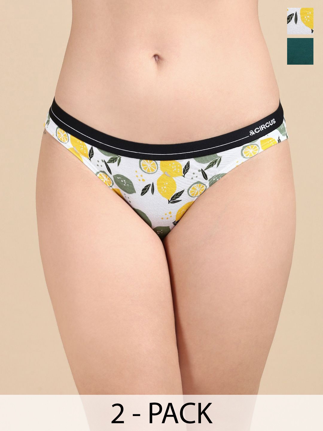

&CIRCUS Women Pack Of 2 Printed Low-Rise Breathable Bikini Briefs, White